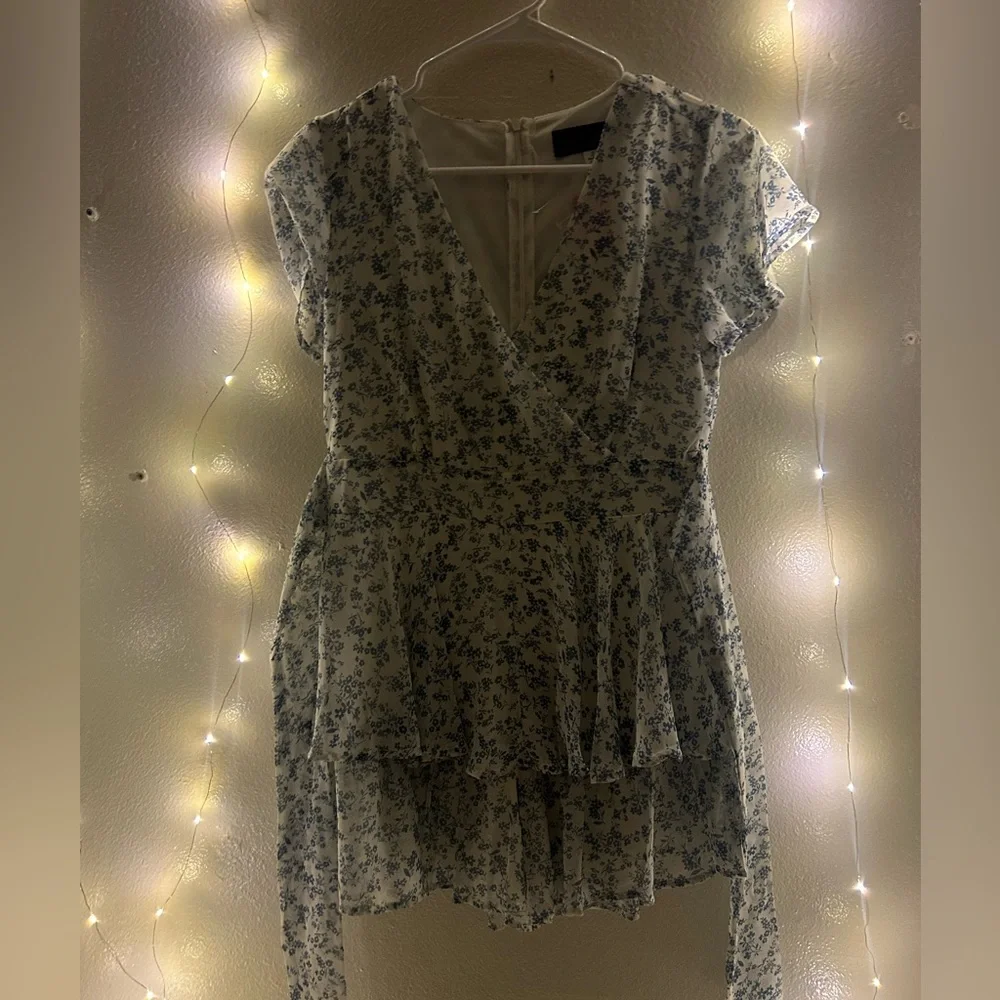blue rain blue and white romper dress - Picture 1 of 5